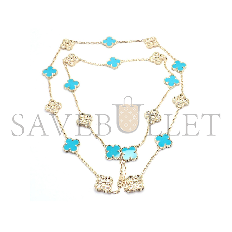 VAN CLEEF & ARPELS YELLOW GOLD DIAMOND TURQUOISE NECKLACE 226869